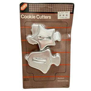 Vintage Foley Aluminum Cookie Cutters Star Bell Tree Santa Set Made in USA NEW